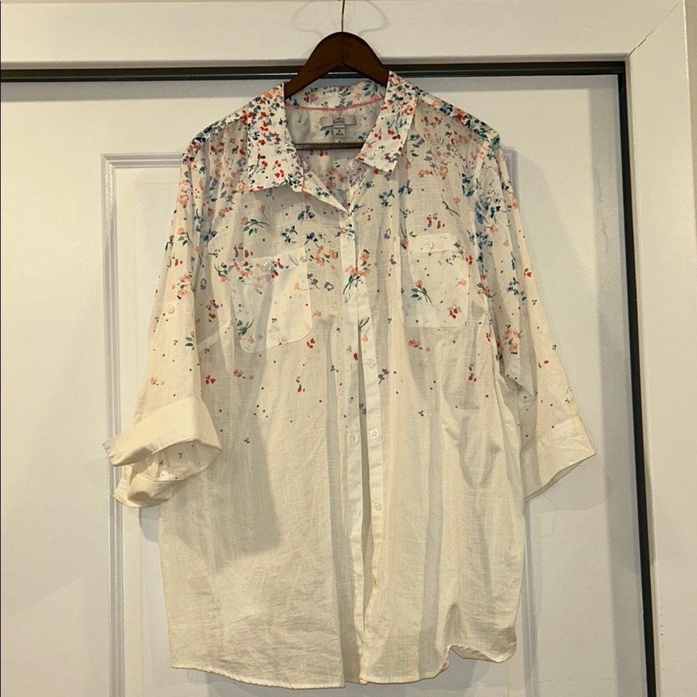 Croft & Barrow White Blouse with Three-Quarter Sleeves